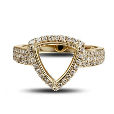 Trillion Custom 9×9mm Natural Diamond Engagement Ring Semi Mount 14K Yellow Gold - Image 1 of 4