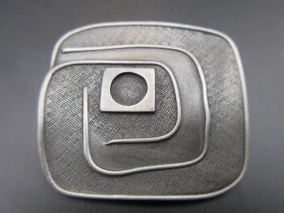 1 3/4" Art Deco Silver Tone Metal Button Geometric Pattern Vintage Antique - Image 1 of 4