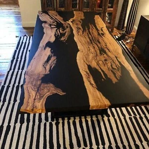 Black Epoxy Dining Table River Resin Center table for Home and Office Decor - Picture 1 of 10