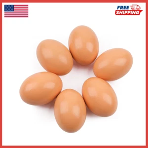 Fake Nest Eggs Wooden Brown Easter Eggs for Craft Get Hens to Lay Eggs 6Pcs - Picture 1 of 6