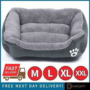 DOG BEDS CAT BED SOFT WASHABLE FLEECE WARM PET BASKET MEDIUM LARGE XL XXL NEW