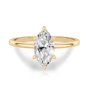 Wedding Diamond Ring Lab Grown Marquise 1.1 Carat IGI Certified 14k Yellow Gold - Picture 1 of 10