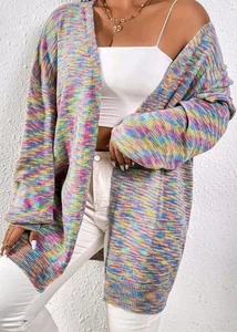 Plus Size Ladies Rainbow Coloured Open Cardigan - Picture 1 of 4