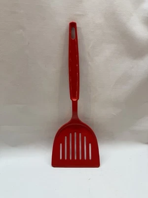 Espátula ranurada roja vintage EKCO Turner melamina resistente al calor EE. UU. Retro Foto 1 de 3