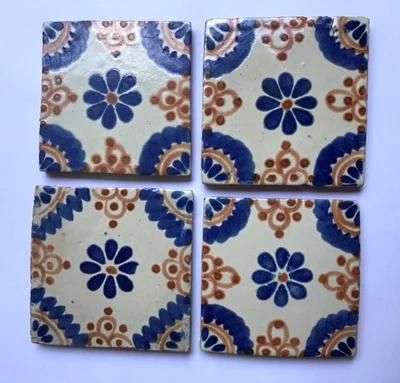 Mexican Ceramic Tiles Vintage x 12 - Image 1 of 3