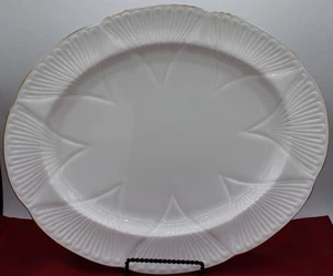 Shelley Regency 15" Oval Serving Platter White, Gold Trim, Bone China~ England - Picture 1 of 15