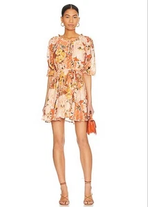 New with tags MINKPINK Tahlia Orange Yellow Floral Mini Dress L - Picture 1 of 7