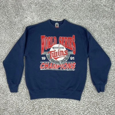 Vintage Minnesota Twins Sweatshirt Mens Large Blue MLB Baseball World Series 90s - Image 1 of 4