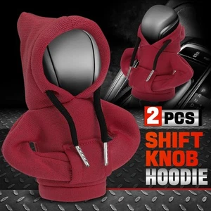 [2Pcs]Universal Burgundy Red Car Gear Shift Knob Hoodie Shifter Stick Protector - Picture 1 of 7