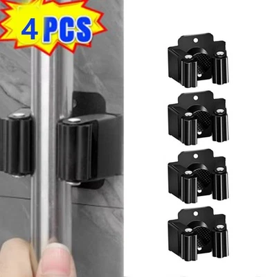 4pcs Universal Broom Hanger Wall Mounted Mop Holder Home Mop Storage Clip Rack - Image 1 of 4
