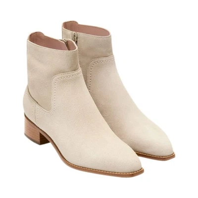 NUEVO Cole Haan Para Mujer Naia Gamuza Cremallera Lateral Tobillo Botas Occidentales Talla 7B Crema Foto 1 de 4