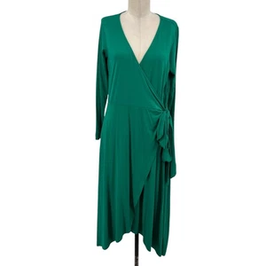 Abito 11 Honore Luna manica lunga jersey avvolgente verde taglia 1 taglie forti 14 16 - Foto 1 di 12