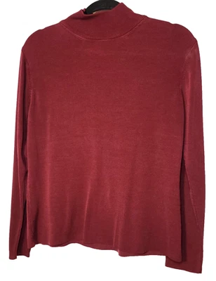 Talbots Borgoña Seda Cuello Simulado Manga Larga Top Capa Base Talla XL Dinero Antiguo Foto 1 de 4