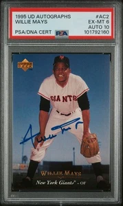 1995 Upper Deck Autografi Willie Mays #AC2 PSA 6 - Foto 1 di 2