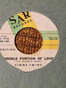 45 RPM Simms Twins SAR DJ 130 Double Portion of Love VG - Imagen 1 de 2