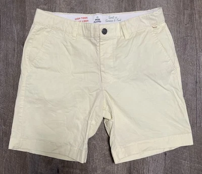 Free Planet Chino Shorts Solid Flat Front Pastel Yellow Summer Outdoor 32 - Image 1 of 4