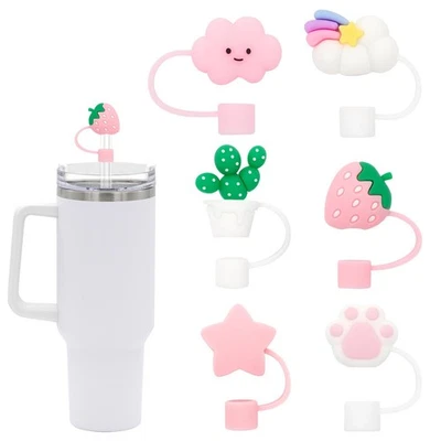 Cubierta de paja para taza Stanley, 6 piezas tapa de paja de silicona compatible con Stanl... Foto 1 de 4