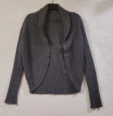 Cárdigan suéter para mujer talla pequeña por The Limited gris oscuro metálico brillante Foto 1 de 4