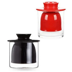 Ceramic French Glass Butter Keeper Holder Crock Countertop Dish Container w/Lid - Picture 1 of 17