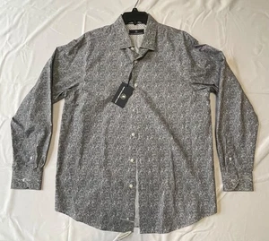 Hart Schaffner Marx Men Long-Sleeve Paisley Shirt S Large Button Up Navy & White - Picture 1 of 13