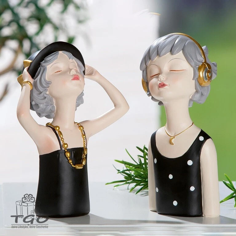 Gilde Figur Frau  Lady Ella aus Kunstharz grau/schwarz-52698 - Bild 1 von 1