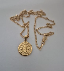 Saint Benedict Catholic 18k Gold Filled 60cm Necklace & Charm Religiois Catholic - Picture 1 of 6