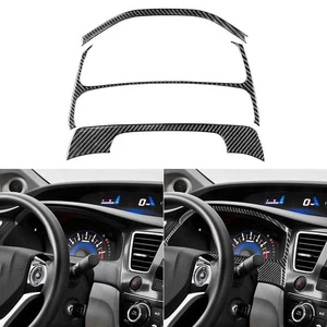 3x Cubierta decorativa del panel del velocímetro del tablero de instrumentos de fibra de carbono para Honda Civic 2013-2015 - Imagen 1 de 9