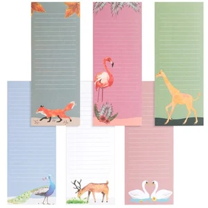 6 Pack Magnet Notepads for Refrigerator, Shopping, Animal Notepads, 3.5 x 9 In - Picture 1 of 10