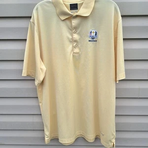 Greg Norman Polo Shirt Men's Yellow Striped Polyester Ryder Cup 2012 Medinah XL - Picture 1 of 8