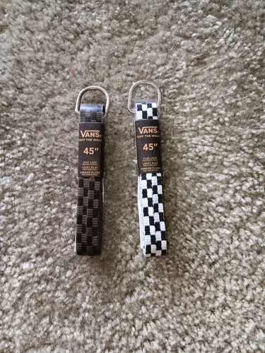 Lacci per scarpe Vans Off The Wall bianco e nero 45" scacchiera lacci piatti NUOVI
