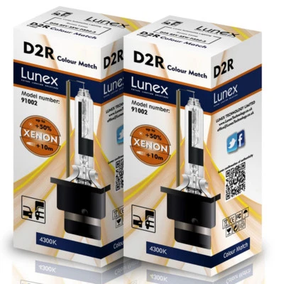 2 x D2R LUNEX XENON HEADLIGHT BULBS REPLACEMENT FOR PHILIPS , GE OR OSRAM 4300K - Image 1 of 2