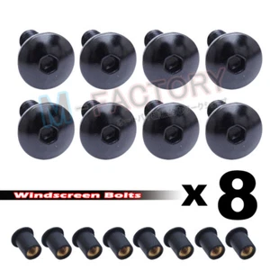 Kit de tornillos de pernos parabrisas negros 8 piezas para Buell XB12R 04-09 - Imagen 1 de 1
