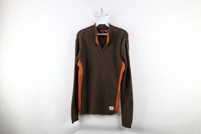 Vintage 90s Guess Mens Medium Faded Chunky Ribbed Knit Half Zip Pullover Sweater - Image 1 of 4