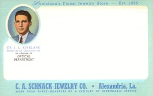 1940 ADVERTISING PC C A SCHNACK JEWELRY CO OPTICAL DEPT ALEXANDRIA LA NOS MINT * - Picture 1 of 2