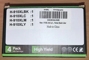 KingKJ 4er Pack 910xl Tintenpatronen Schwarz Cayan Magenta Gelb Neu Versiegelt - Bild 1 von 3