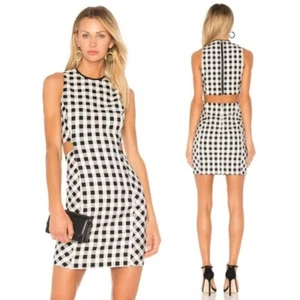 RAG & BONE $550 Tahoe Dress Shift Gingham Check Cut-Out Back Black White Size 10 - Picture 1 of 10