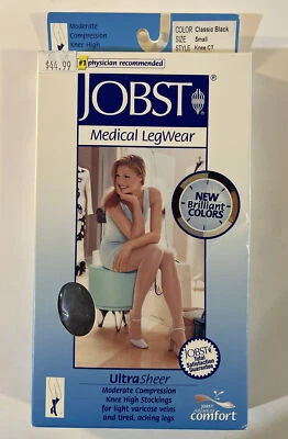 JOBST Medical LegWear hasta la rodilla 15-20 mmHg ultra transparente pequeño negro Foto 1 de 4