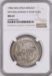 Mazuma *N1375 NGC Malaysia 1986-90 $1 5th Malaysia Plan MS67 - Picture 1 of 2