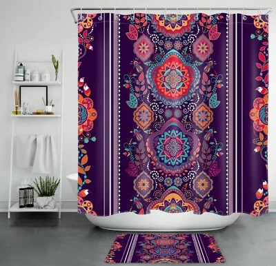 Ethnic Mandala Beautiful Boho Floral Shower Curtain Sets For Bathroom Decor - Image 1 of 4