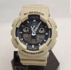 CASIO G-SHOCK PROTECTION GA-100SD CREAMY BEIGE ANA-DIGI ALARM WATCH NEW BATTERY - Picture 1 of 10