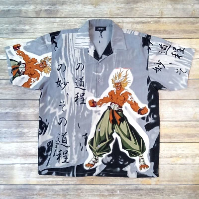 Vintage Dragon Ball Z Shirt Size XL Jaws Anime Button Down Saiyan Street Fighter - Image 1 of 4