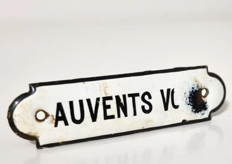 French vintage enamed sign - Domed enamel plaque for box drawer interior decor Cover