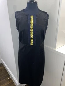 New Vera Wang Lavendar Label Navy Blue Large yellow crystal stone size 42 us 8 - Picture 1 of 11