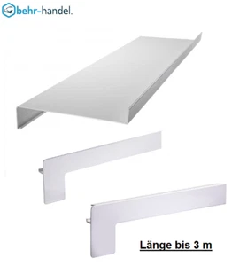 Alu Fensterbank weiß RAL9016  bis 3m Ausladung 50-400 mm Endstücke Putz/Klinker - Bild 1 von 4