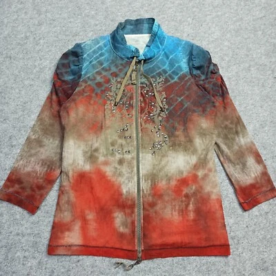 LUISA CERANO Femmes Mousseline Fermeture Veste D-42 GB-16 USA-12 Doublé Teinture - Photo 1/4