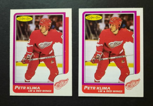 1986-87 O-Pee-Chee #98 Petr Klima Rookie 2 card lot NM-MT Red Wings