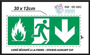 30 X 12 CM - EMERGENCY EXIT BOTTOM RIGHT - STICKERS SELF-ADHESIVE - SE-59G - Picture 1 of 1