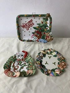 Fritz Floyd Deko Wandteller Weihnachten Feiertag Deko 3er Set Weihnachtsmann Katze Spaß - Bild 1 von 12