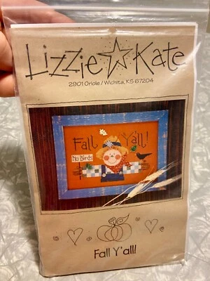 Lizzie Kate Fall Y'all Cross Stitch Pattern w/Fabric & DMC Thread (NO BUTTONS) - Image 1 of 4