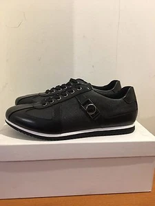 VERSACE COLLECTION Saffiano Trainers Sneakers - Black - UK 6/ EU 40 - Picture 1 of 8
